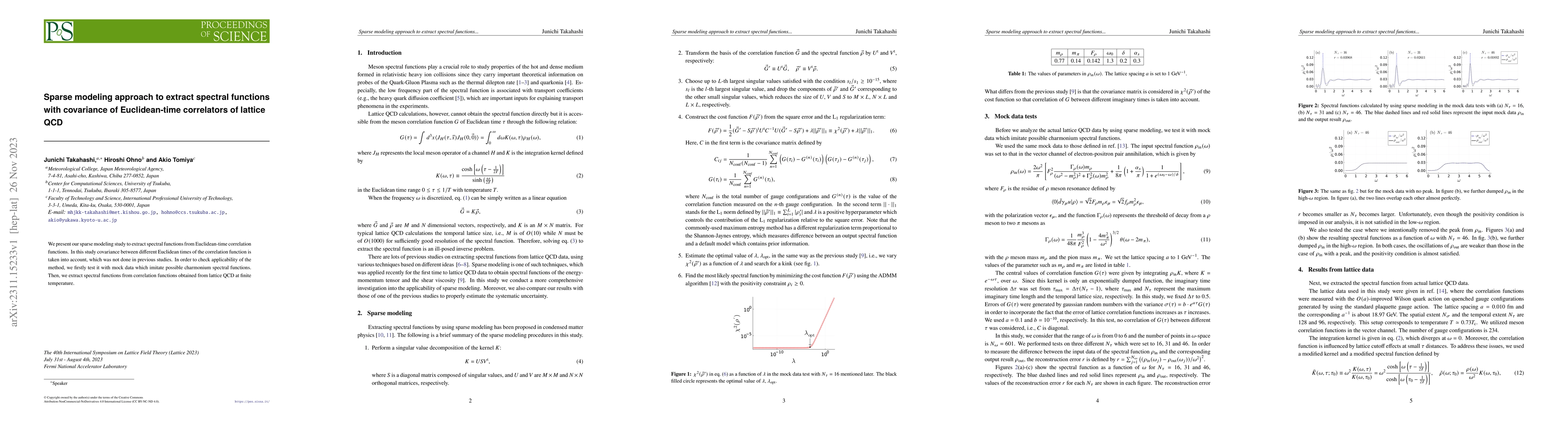 Thumbnail for Sparse modeling approach to extract spectral functions with covariance
  of Euclidean-time correlators of lattice QCD