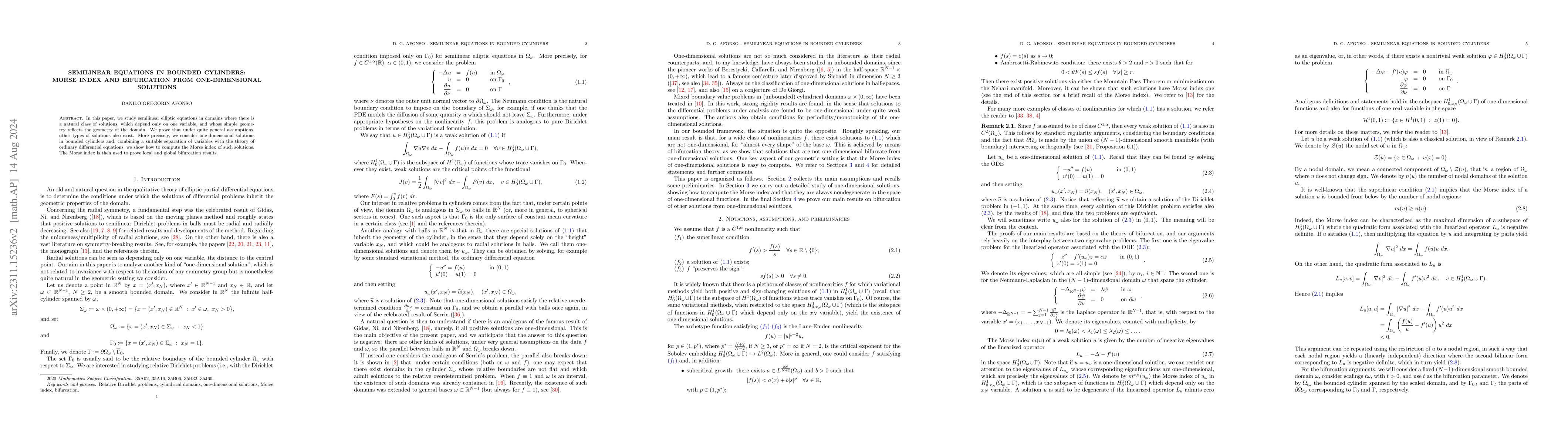 Thumbnail for Semilinear equations in bounded cylinders: Morse index and bifurcation
  from one-dimensional solutions