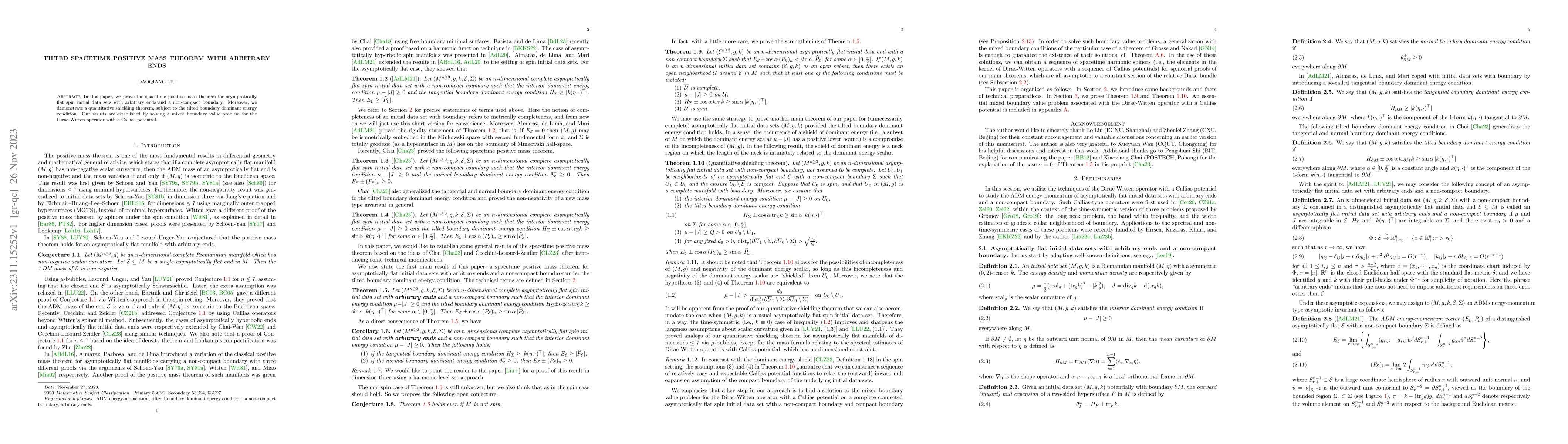 Thumbnail for Tilted spacetime positive mass theorem with arbitrary ends