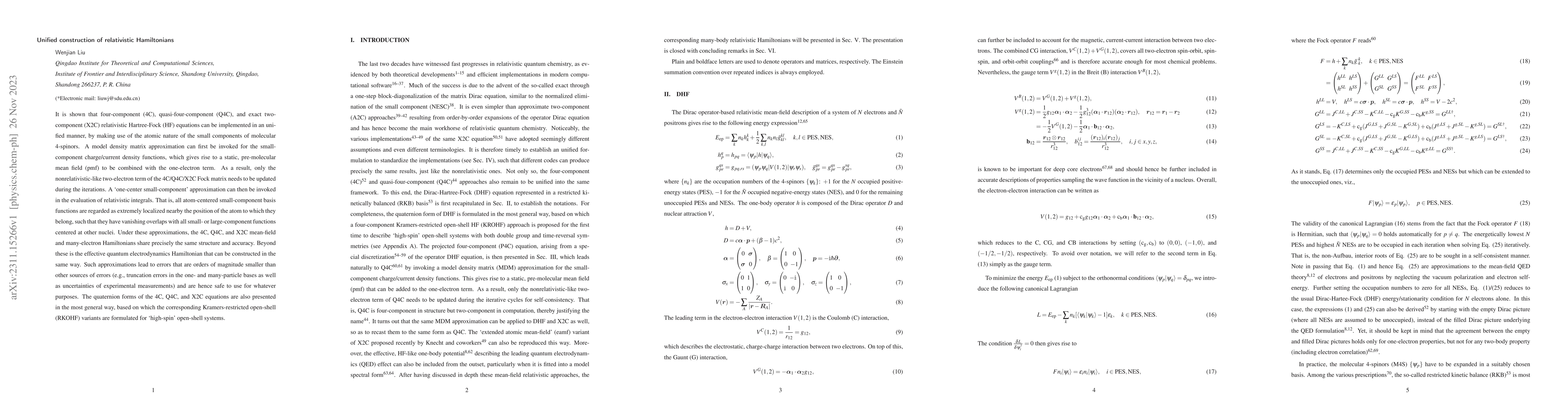 Thumbnail for Unified construction of relativistic Hamiltonians