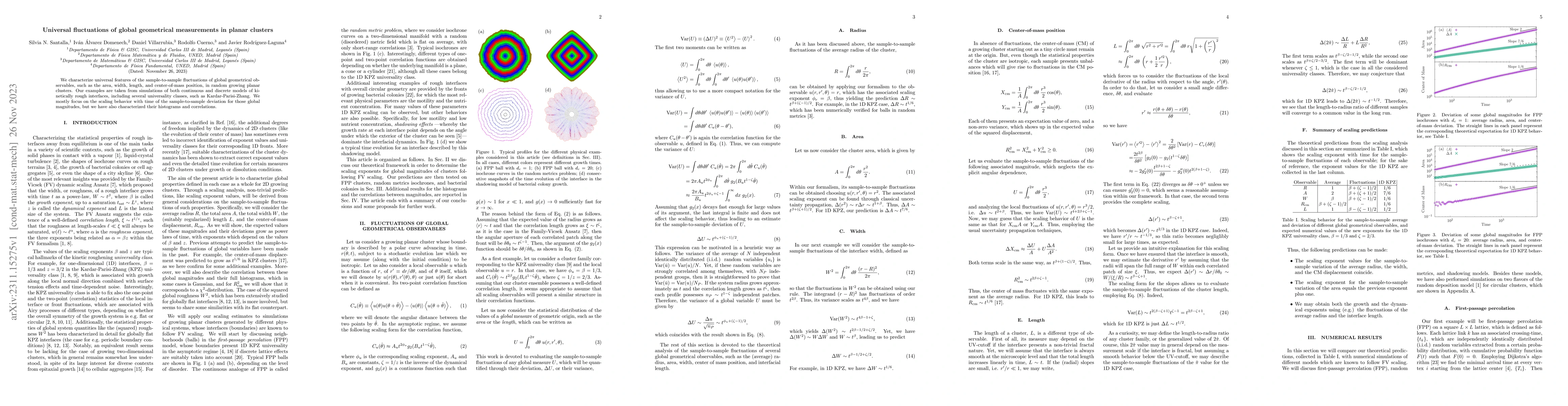 Thumbnail for Universal fluctuations of global geometrical measurements in planar
  clusters