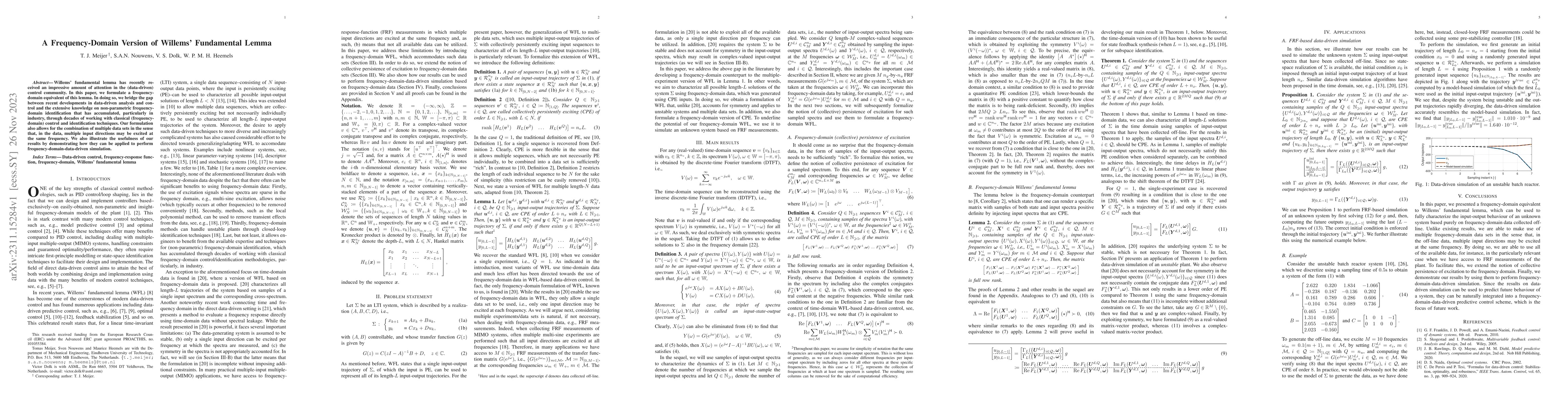 Thumbnail for A Frequency-Domain Version of Willems' Fundamental Lemma