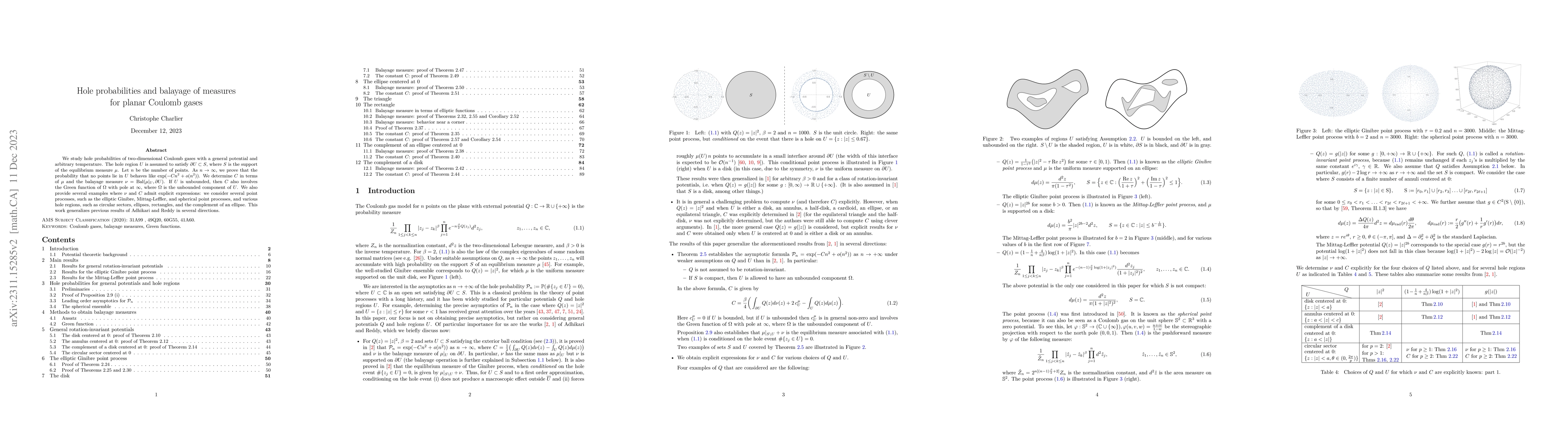 Thumbnail for Hole probabilities and balayage of measures for planar Coulomb gases
