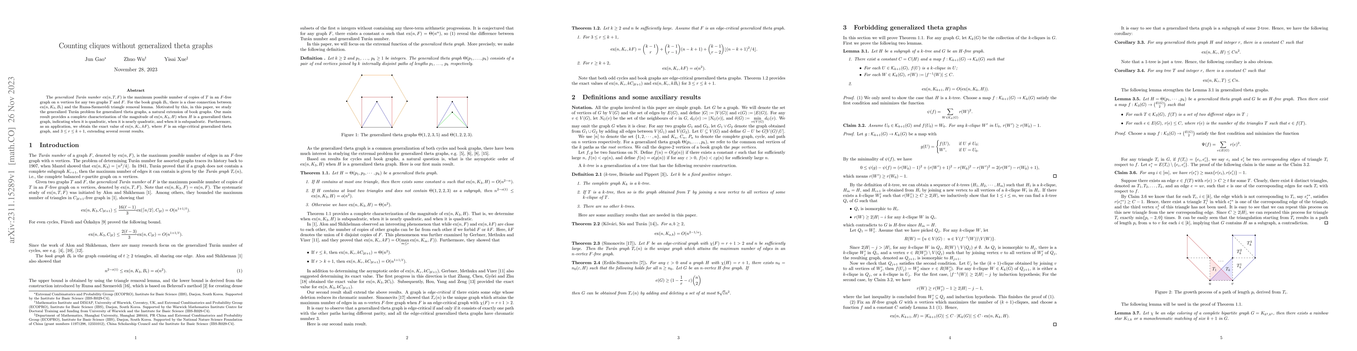 Thumbnail for Counting cliques without generalized theta graphs