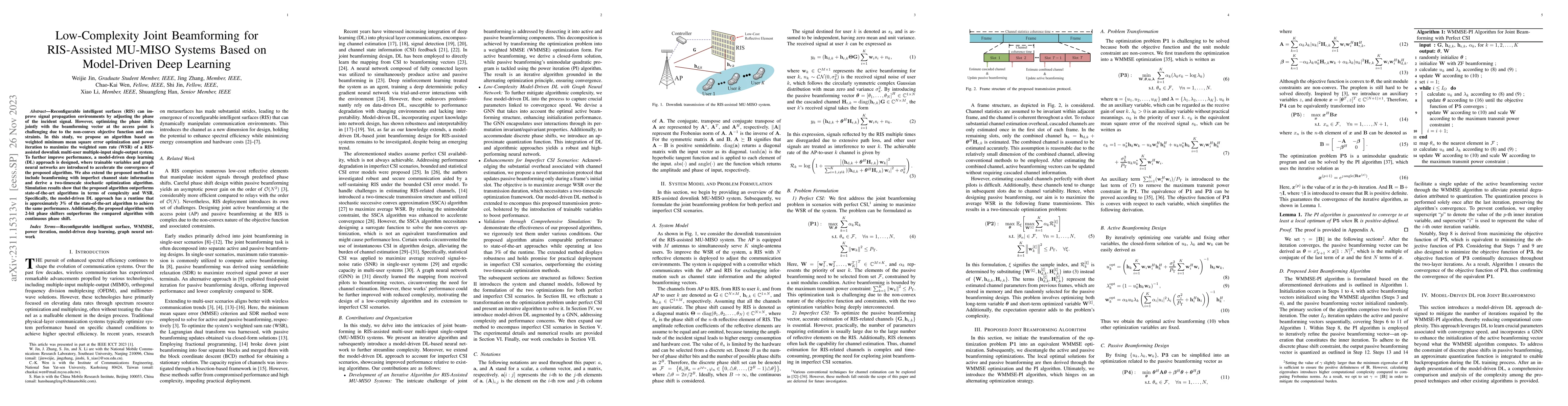Thumbnail for Low-Complexity Joint Beamforming for RIS-Assisted MU-MISO Systems Based
  on Model-Driven Deep Learning