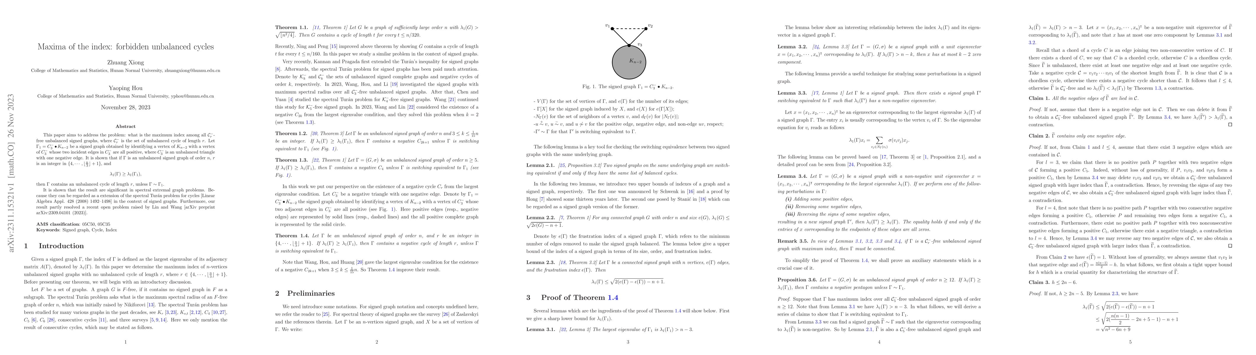 Thumbnail for Maxima of the index: forbidden unbalanced cycles