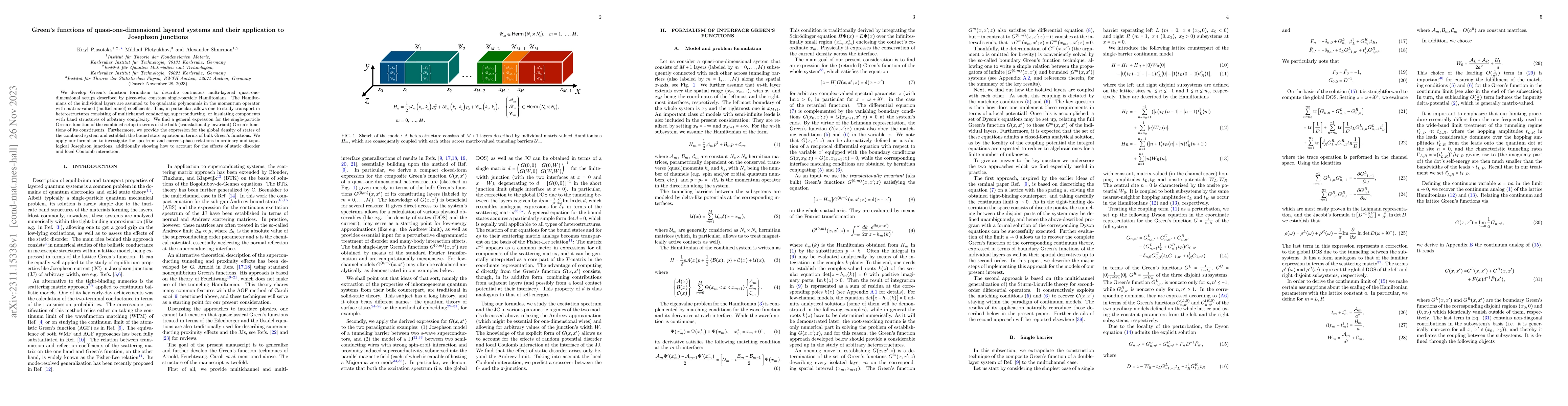 Thumbnail for Green's functions of quasi-one-dimensional layered systems and their
  application to Josephson junctions