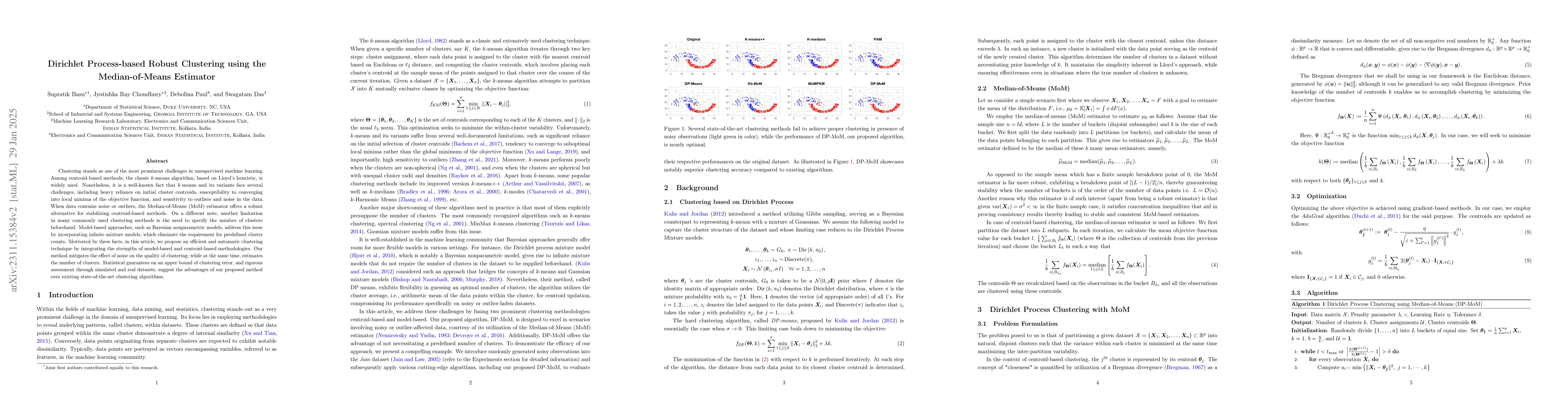 Thumbnail for Robust and Automatic Data Clustering: Dirichlet Process meets
  Median-of-Means