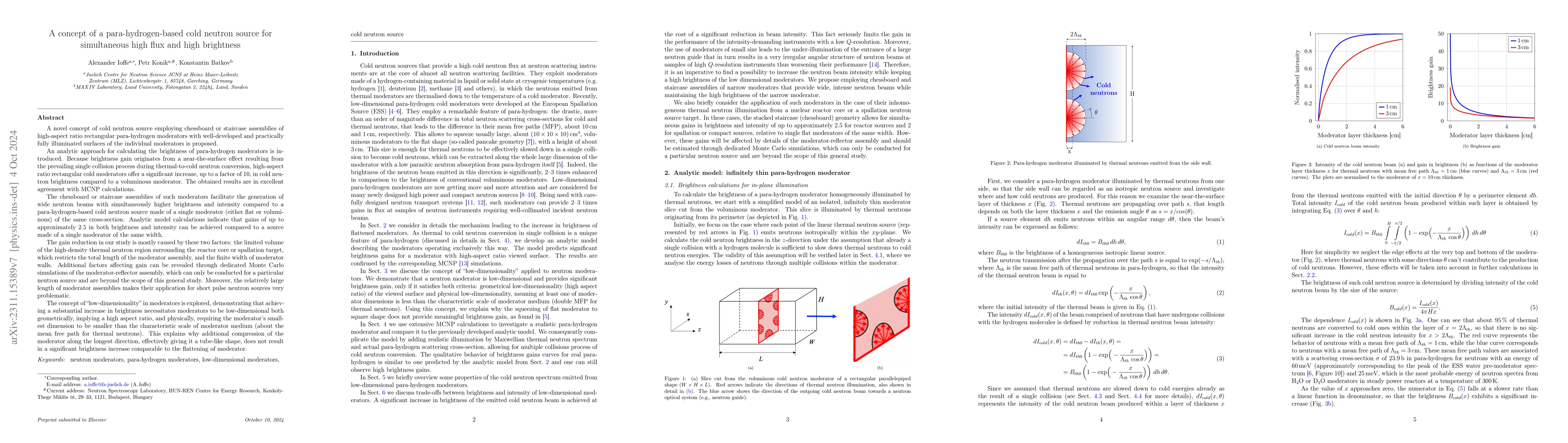 Thumbnail for Para-hydrogen based cold neutron source for simultaneous high flux and
  high brightness