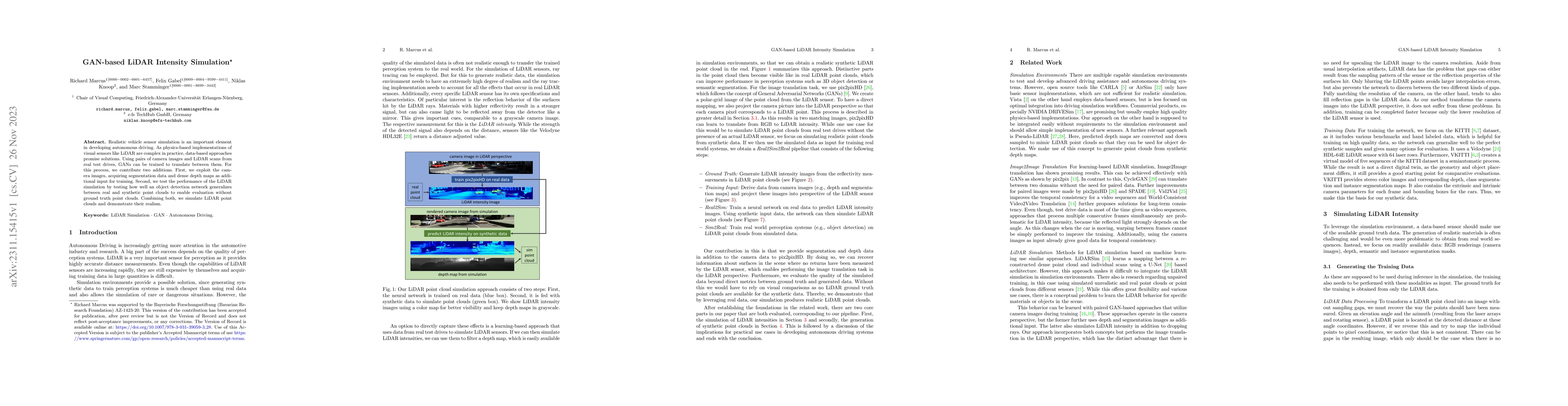 Thumbnail for GAN-Based LiDAR Intensity Simulation
