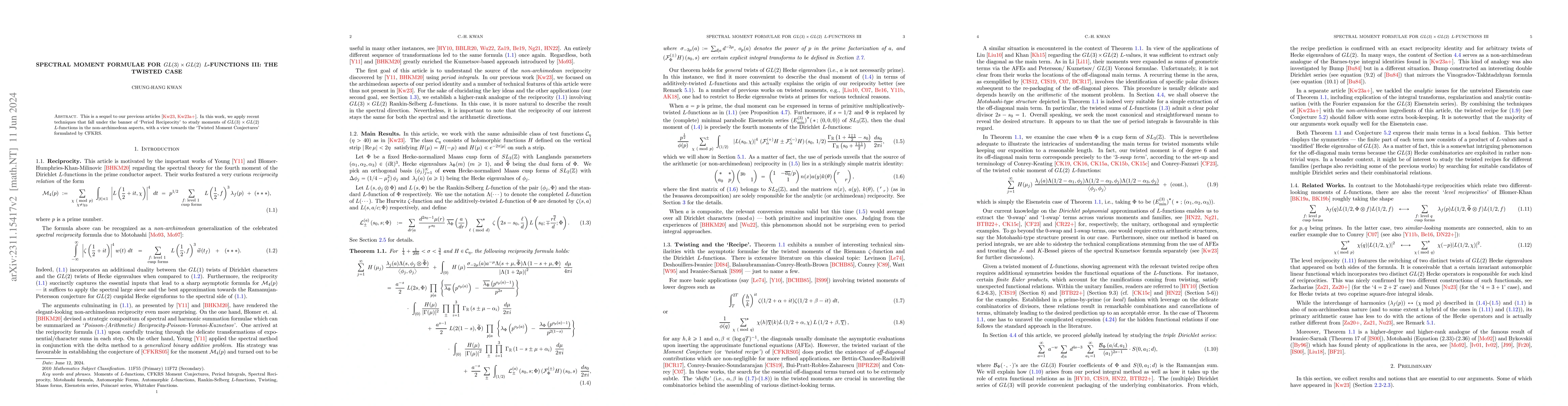 Thumbnail for Spectral Moment Formulae for $GL(3)\times GL(2)$ $L$-functions III: The
  Twisted Case