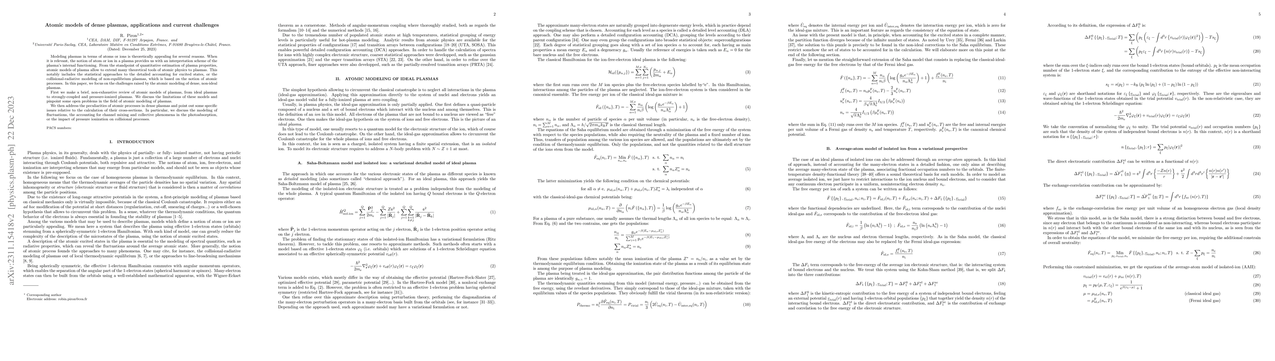 Thumbnail for Atomic models of dense plasmas, applications and current challenges