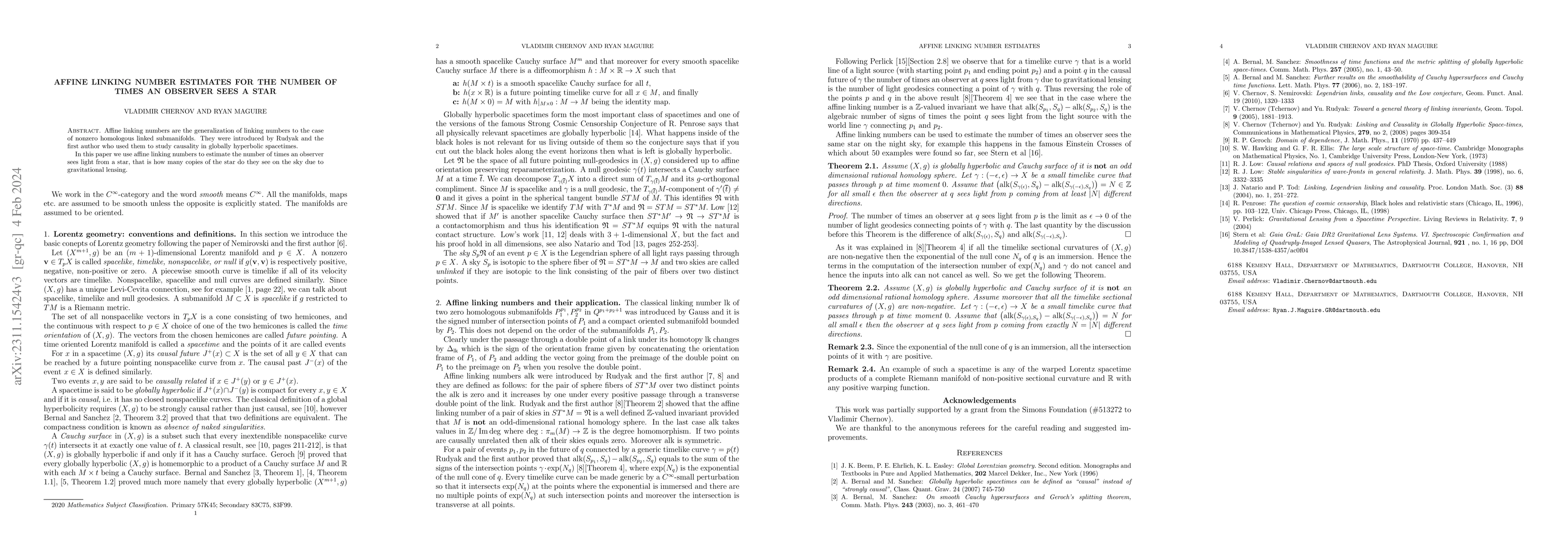 Thumbnail for Affine linking number estimates for the number of times an observer sees
  a star