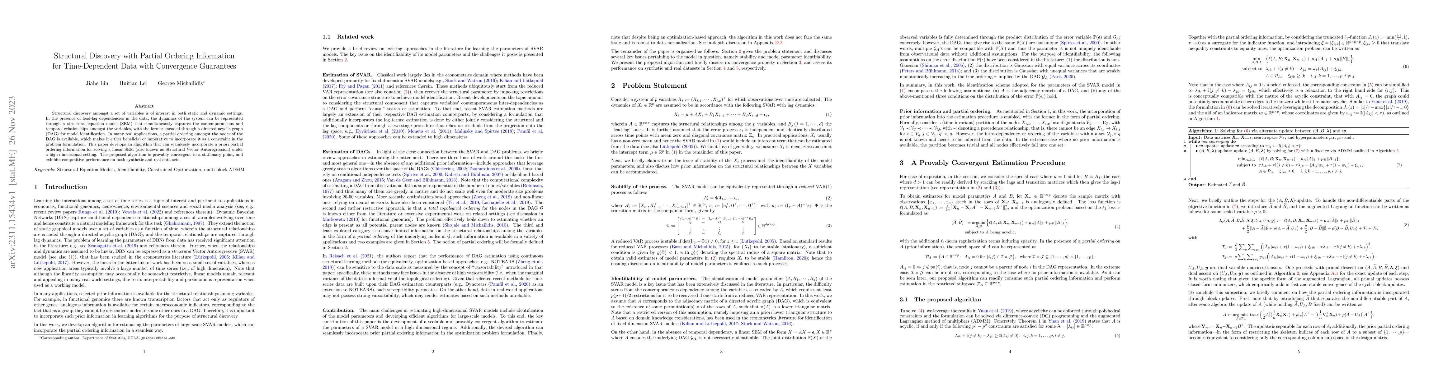 Thumbnail for Structural Discovery with Partial Ordering Information for
  Time-Dependent Data with Convergence Guarantees