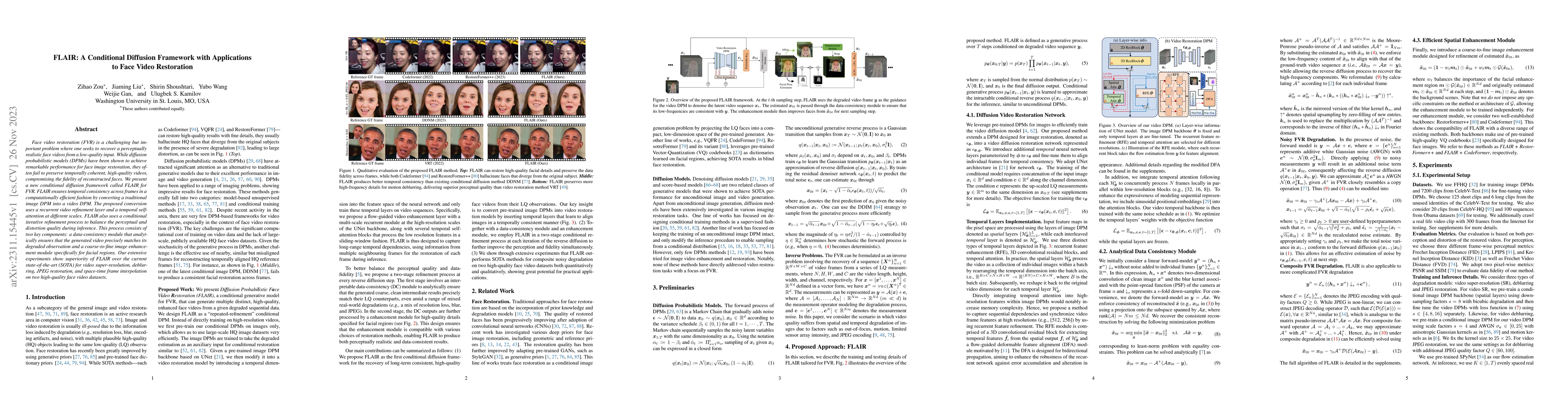 Thumbnail for FLAIR: A Conditional Diffusion Framework with Applications to Face Video
  Restoration