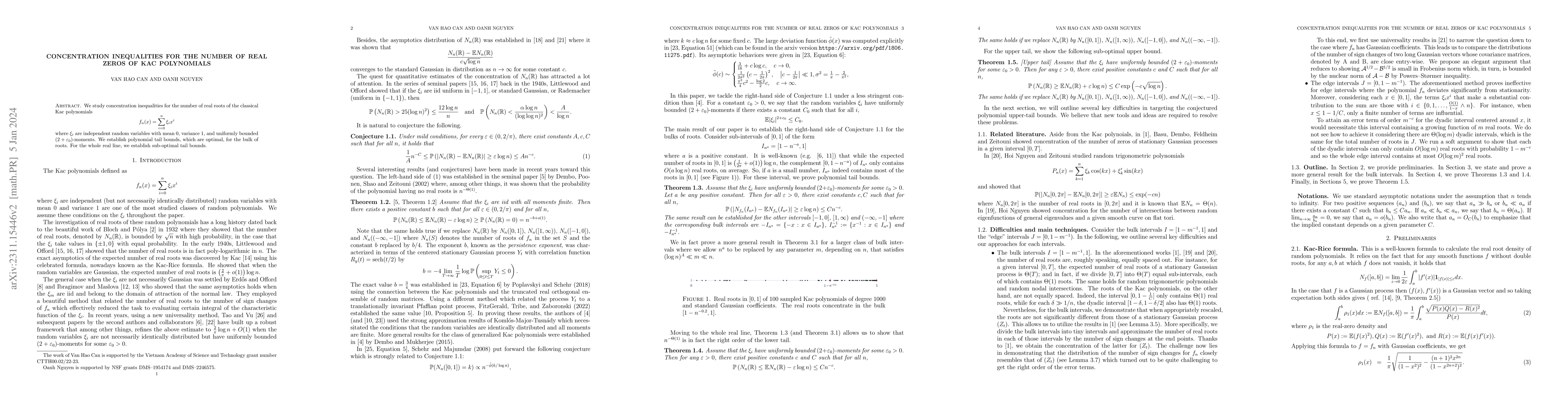 Thumbnail for Concentration inequalities for the number of real zeros of Kac
  polynomials