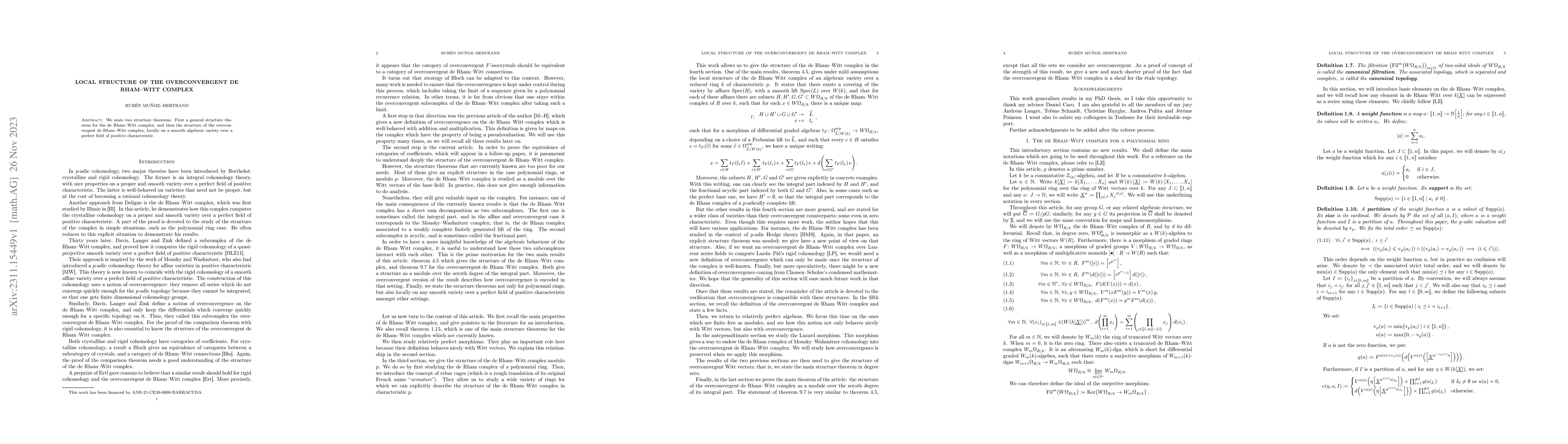 Thumbnail for Local structure of the overconvergent de Rham-Witt complex