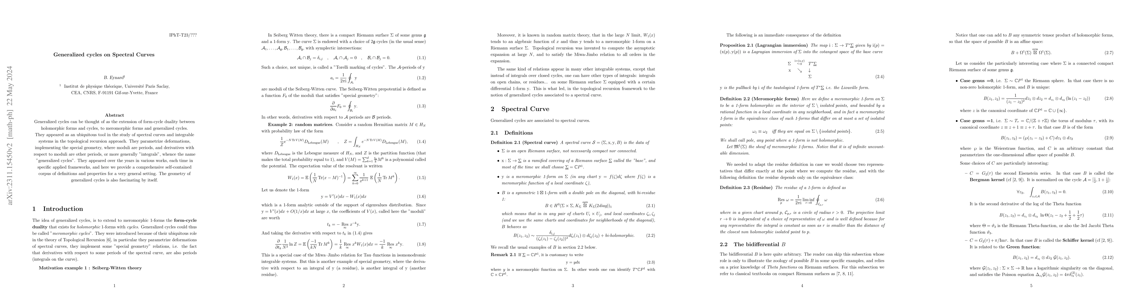 Thumbnail for Generalized cycles on Spectral Curves