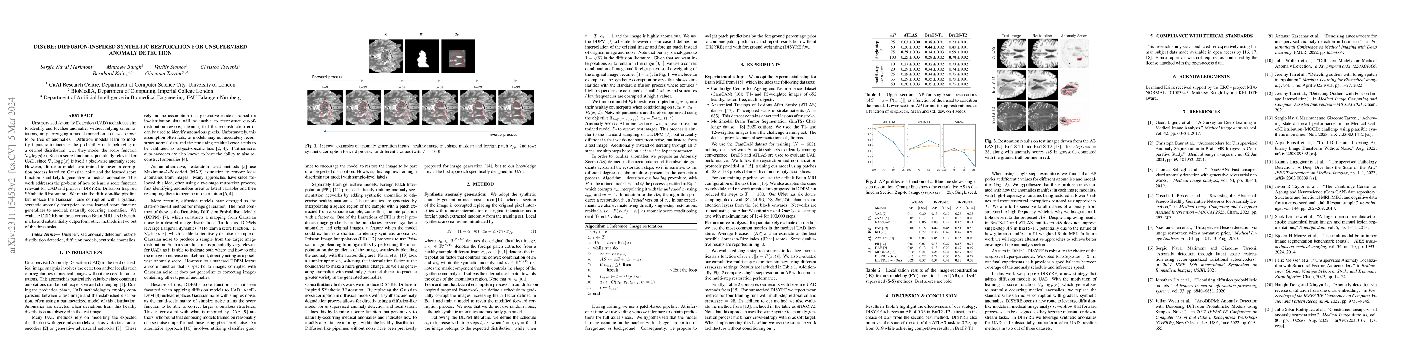 Thumbnail for DISYRE: Diffusion-Inspired SYnthetic REstoration for Unsupervised
  Anomaly Detection