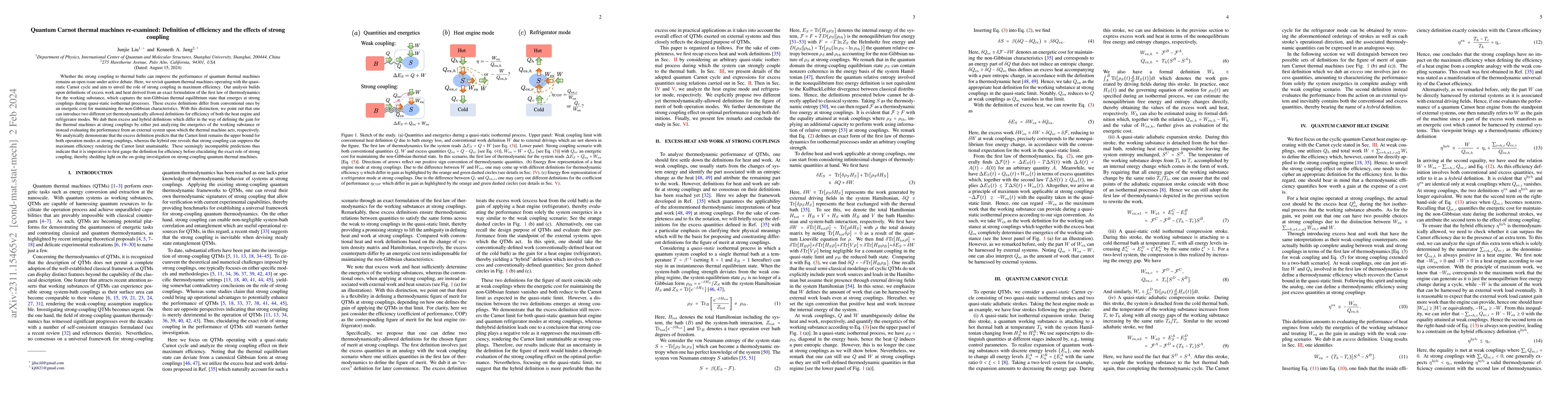 Thumbnail for Quantum Carnot thermal machines re-examined: Definition of efficiency
  and the effects of strong coupling