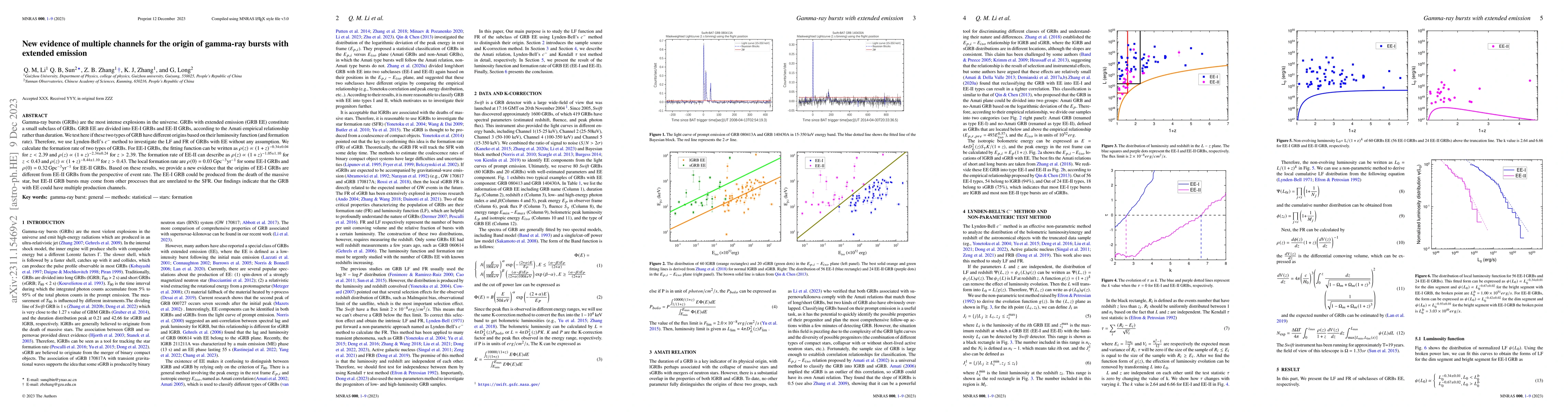 Thumbnail for New evidence of multiple channels for the origin of gamma-ray bursts
  with extended emission
