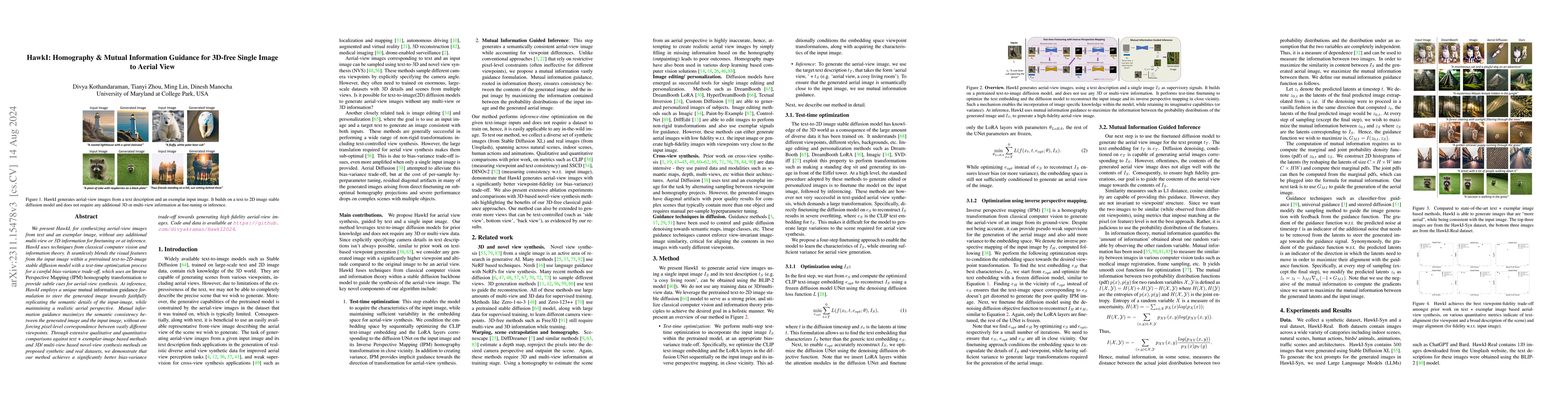 Thumbnail for HawkI: Homography & Mutual Information Guidance for 3D-free Single Image
  to Aerial View