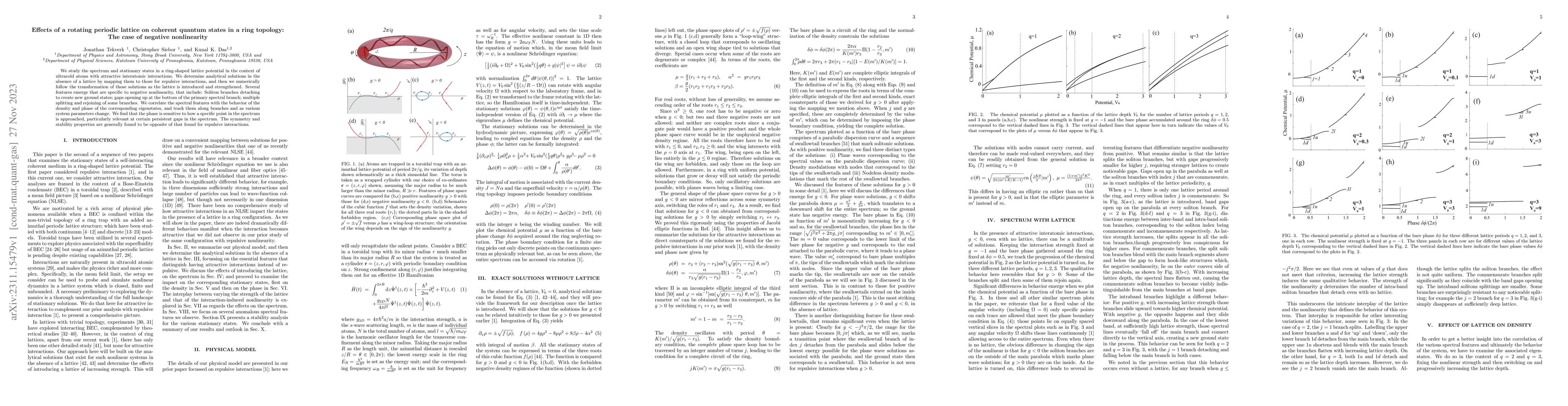 Thumbnail for Effects of a rotating periodic lattice on coherent quantum states in a
  ring topology: The case of negative nonlinearity