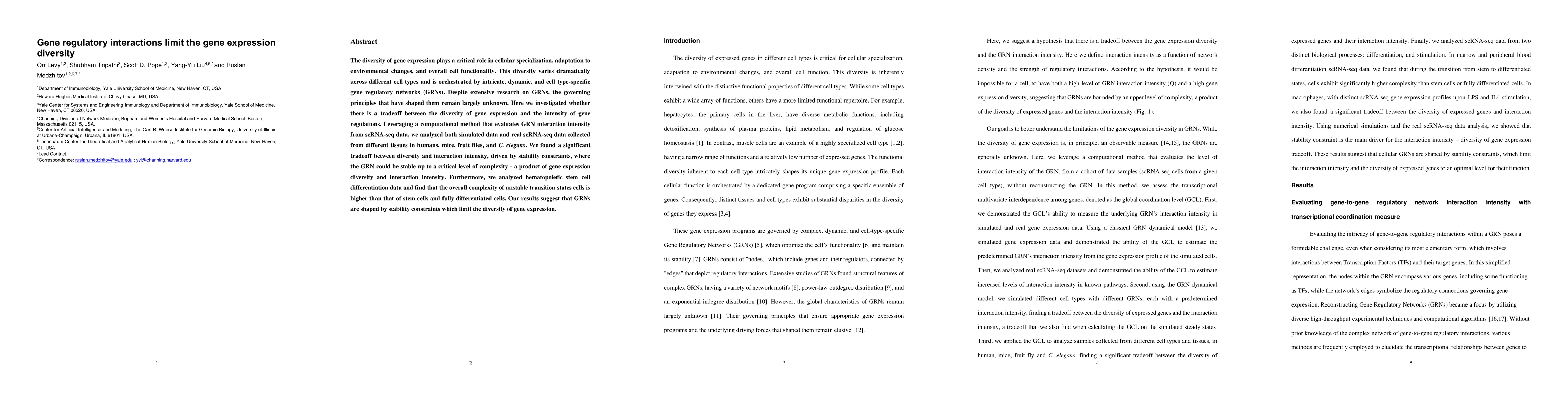 Thumbnail for Gene regulatory interactions limit the gene expression diversity