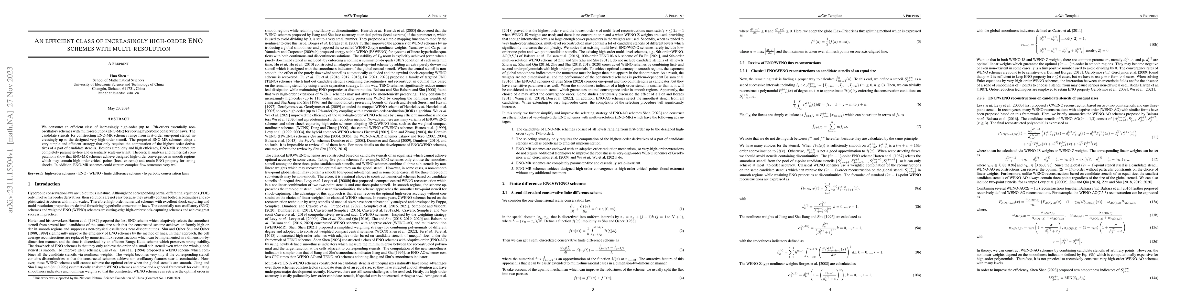 Thumbnail for An efficient class of increasingly high-order ENO schemes with
  multi-resolution