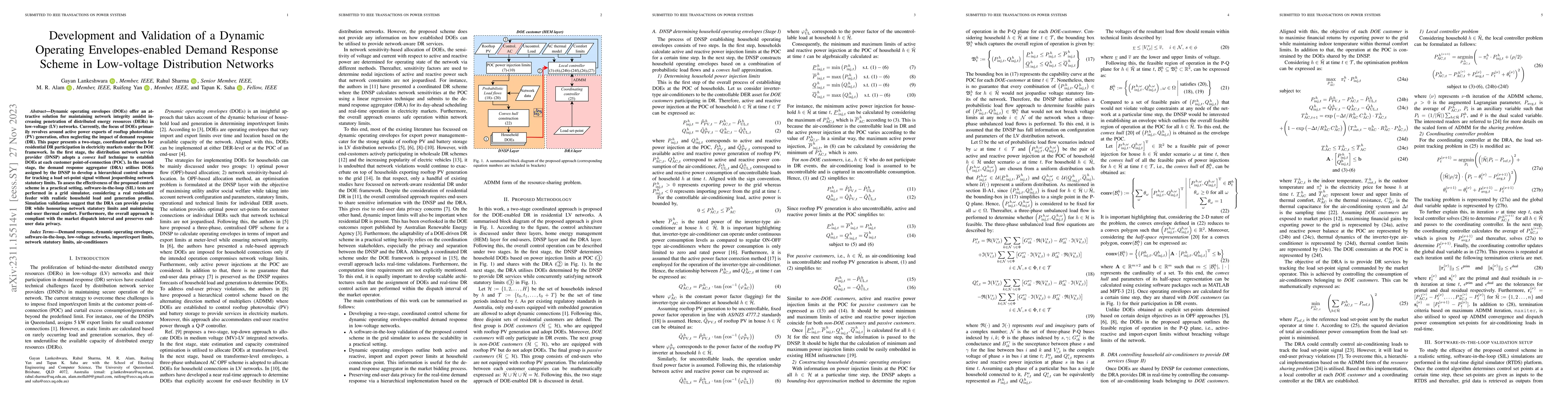 Thumbnail for Development and Validation of a Dynamic Operating Envelopes-enabled
  Demand Response Scheme in Low-voltage Distribution Networks