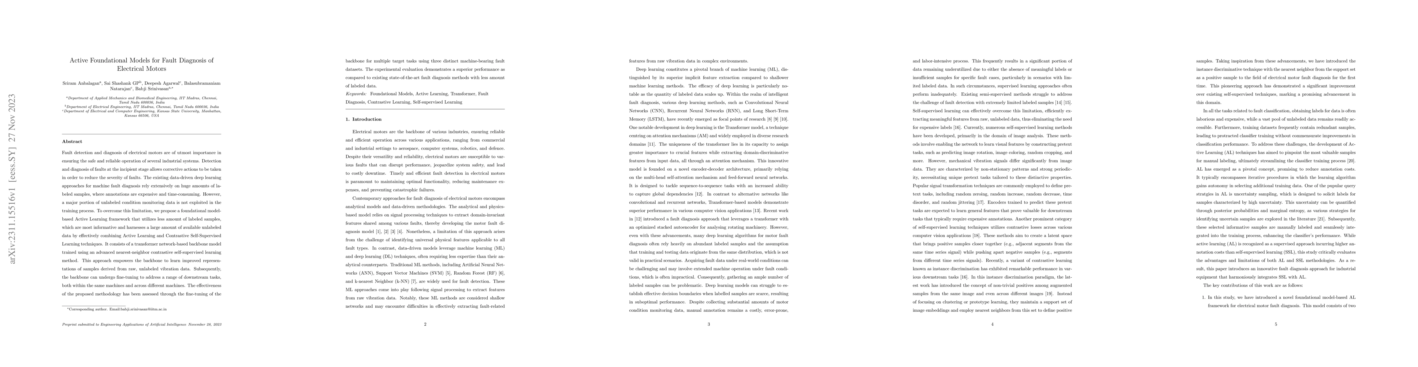 Thumbnail for Active Foundational Models for Fault Diagnosis of Electrical Motors