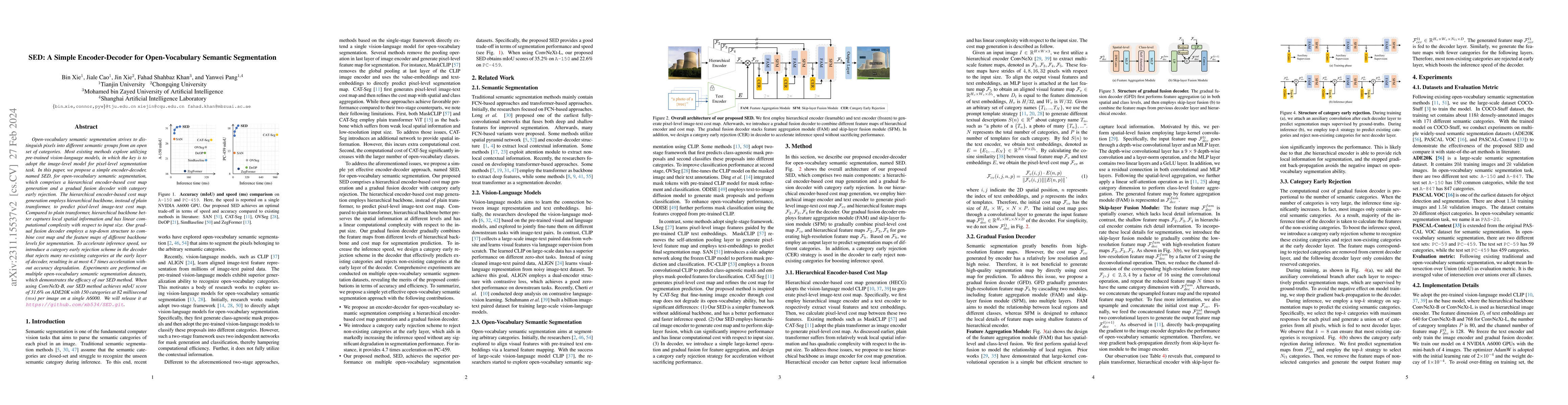 Thumbnail for SED: A Simple Encoder-Decoder for Open-Vocabulary Semantic Segmentation