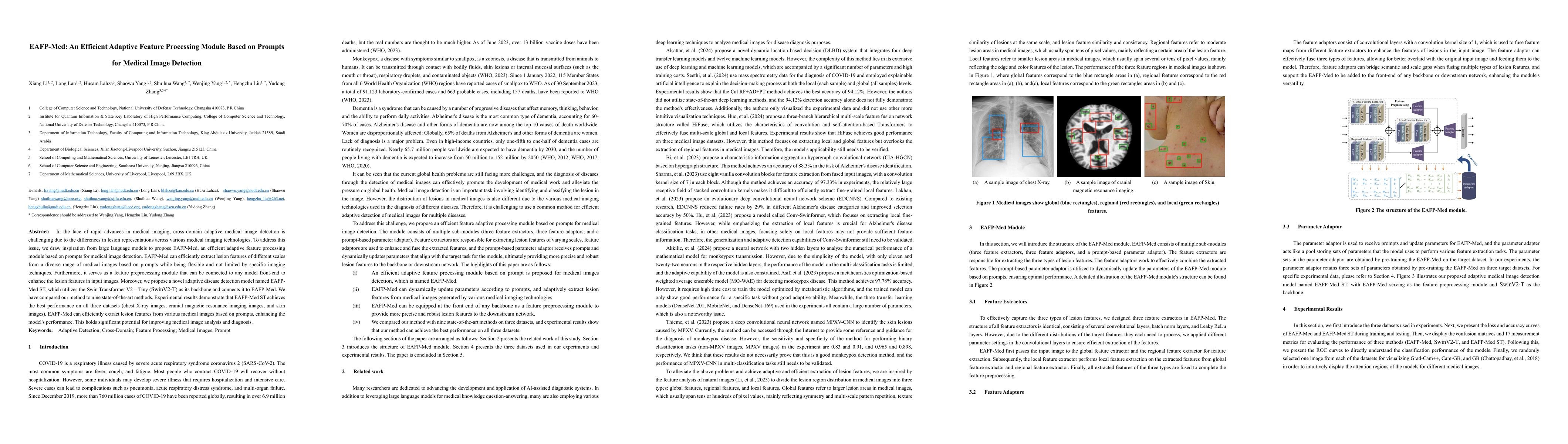 Thumbnail for EAFP-Med: An Efficient Adaptive Feature Processing Module Based on
  Prompts for Medical Image Detection