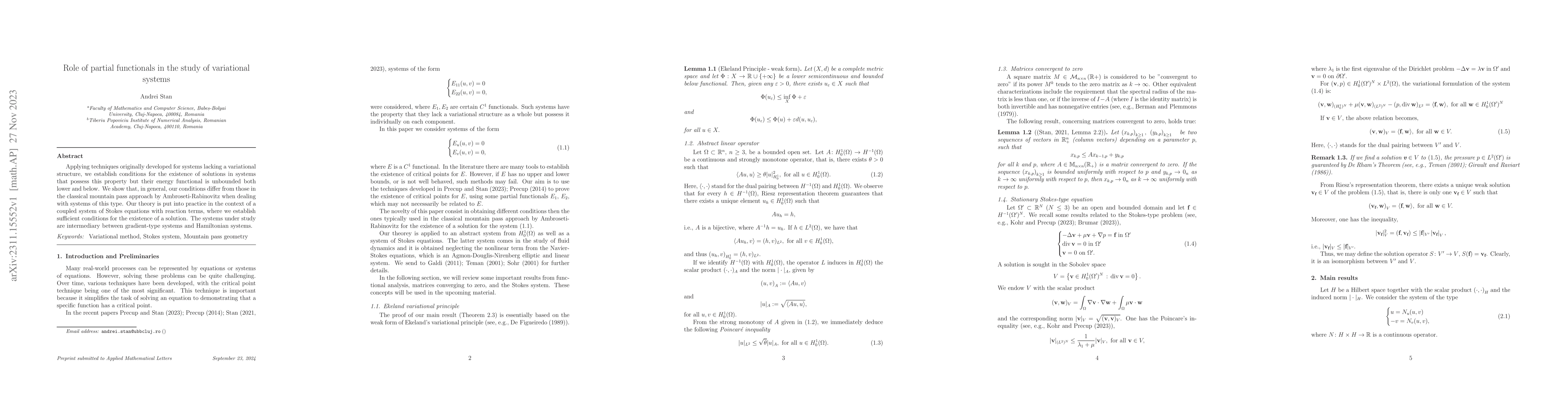Thumbnail for Role of partial functionals in the study of variational systems