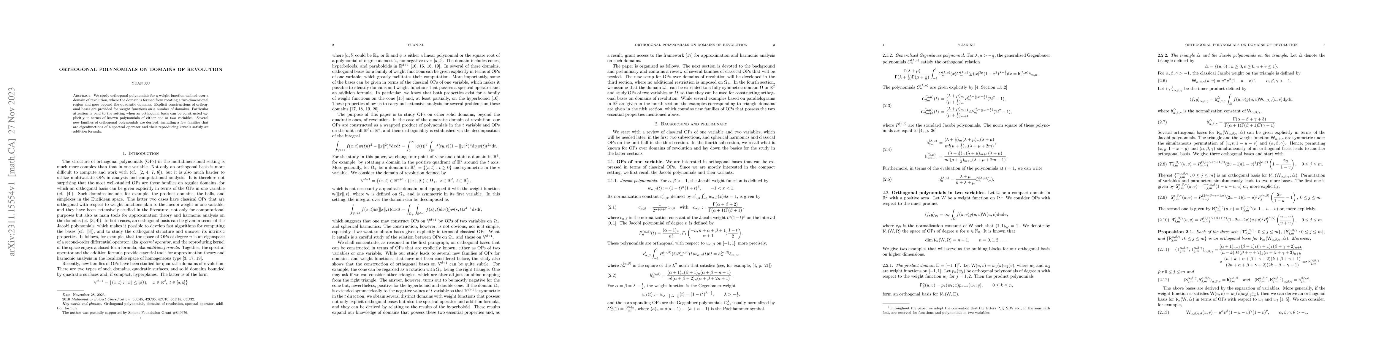 Thumbnail for Orthogonal polynomials on domains of revolution