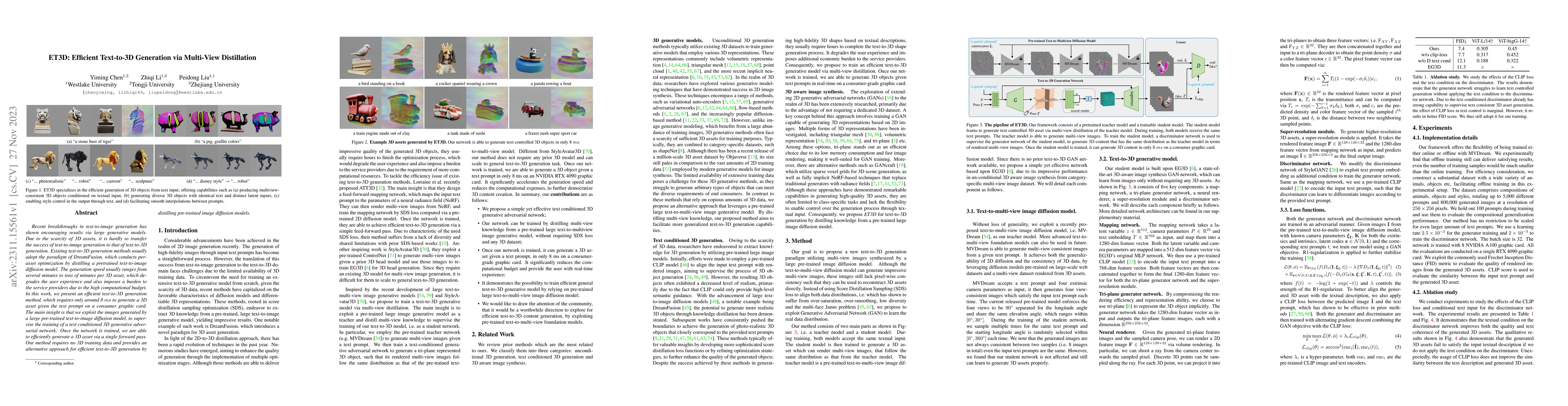 Thumbnail for ET3D: Efficient Text-to-3D Generation via Multi-View Distillation