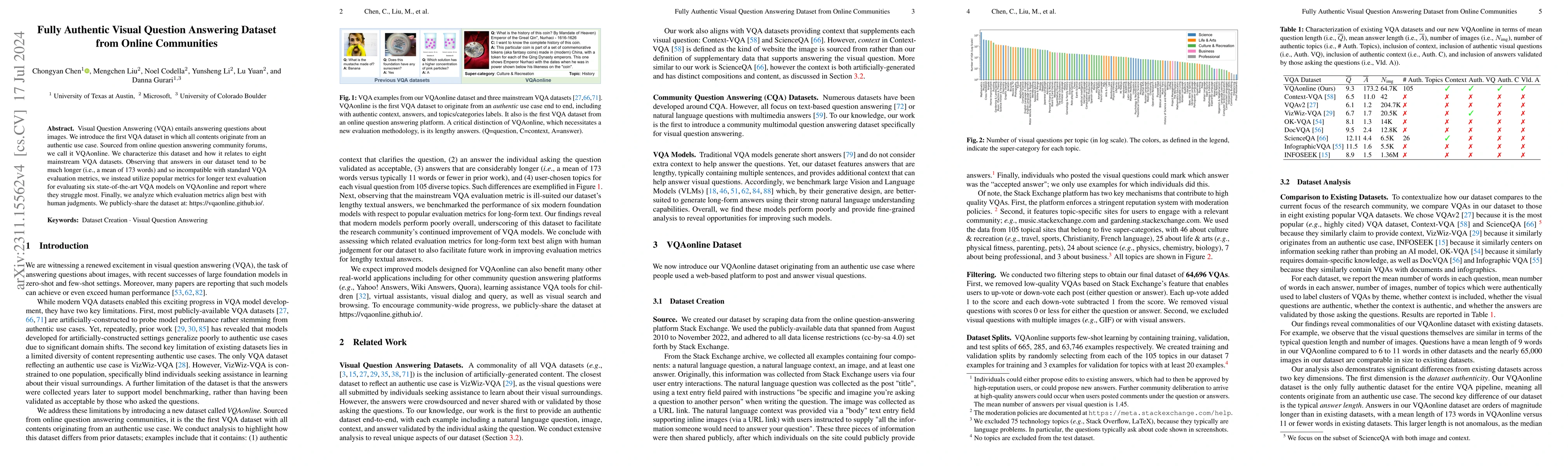 Thumbnail for Fully Authentic Visual Question Answering Dataset from Online
  Communities
