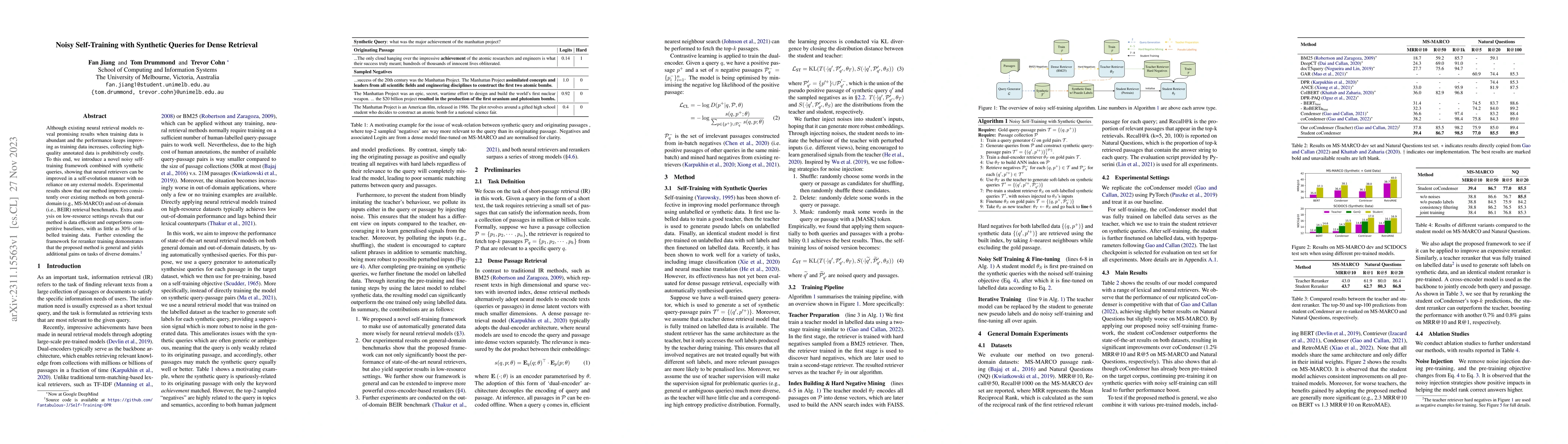 Thumbnail for Noisy Self-Training with Synthetic Queries for Dense Retrieval