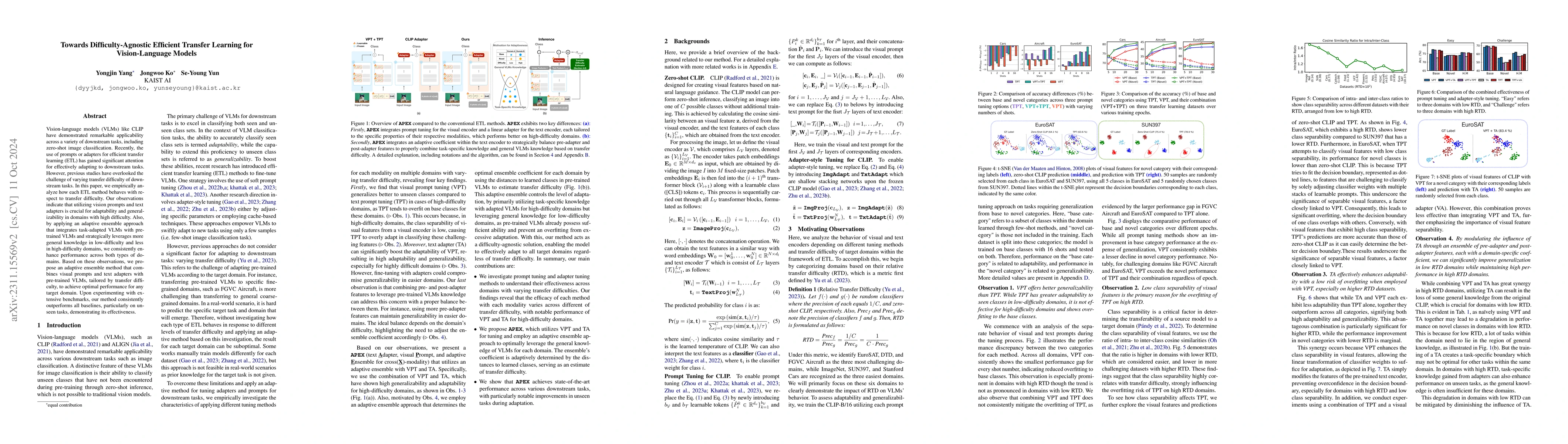 Thumbnail for Improving Adaptability and Generalizability of Efficient Transfer
  Learning for Vision-Language Models