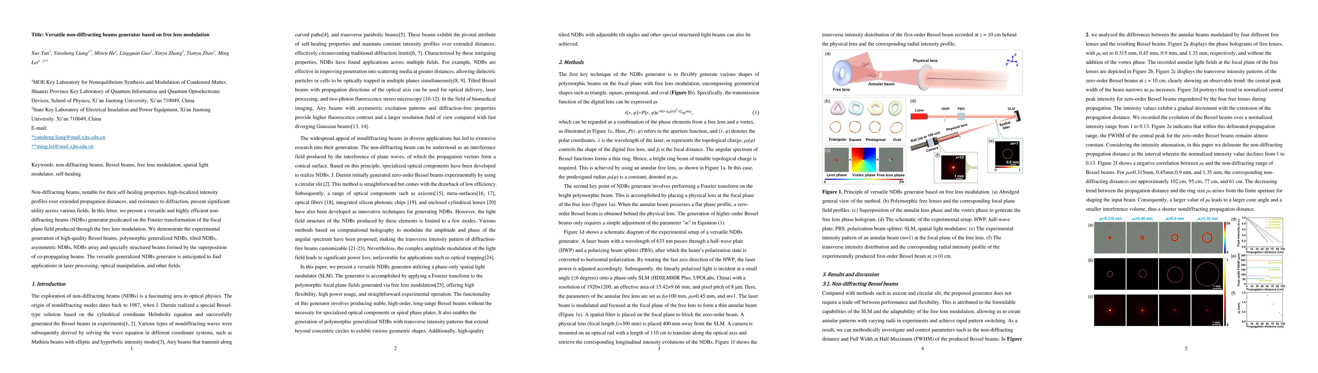 Thumbnail for Versatile non-diffracting beams generator based on free lens modulation