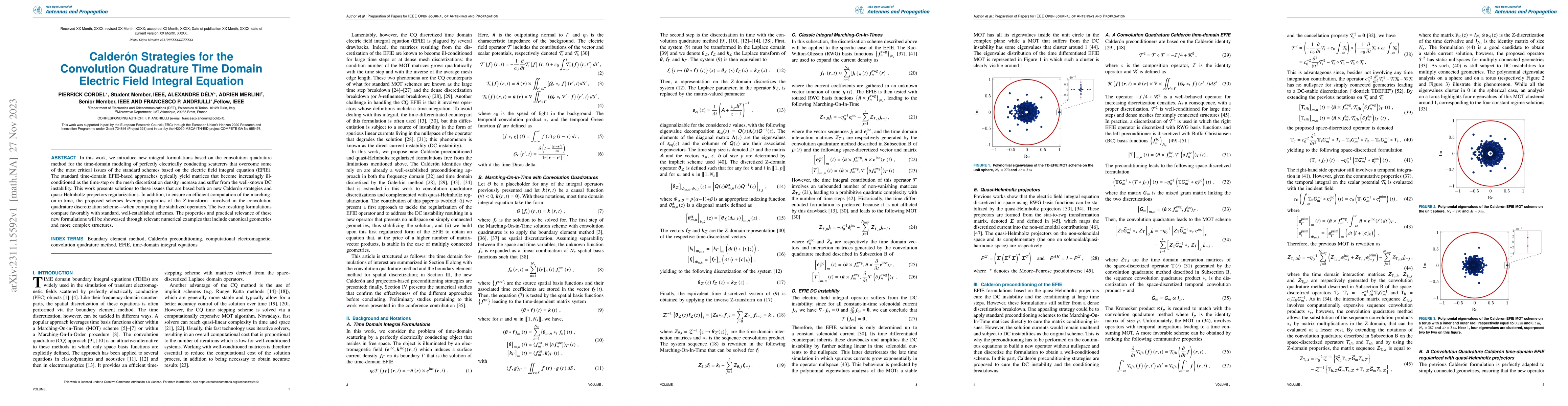 Thumbnail for Calder\'on Strategies for the Convolution Quadrature Time Domain
  Electric Field Integral Equation