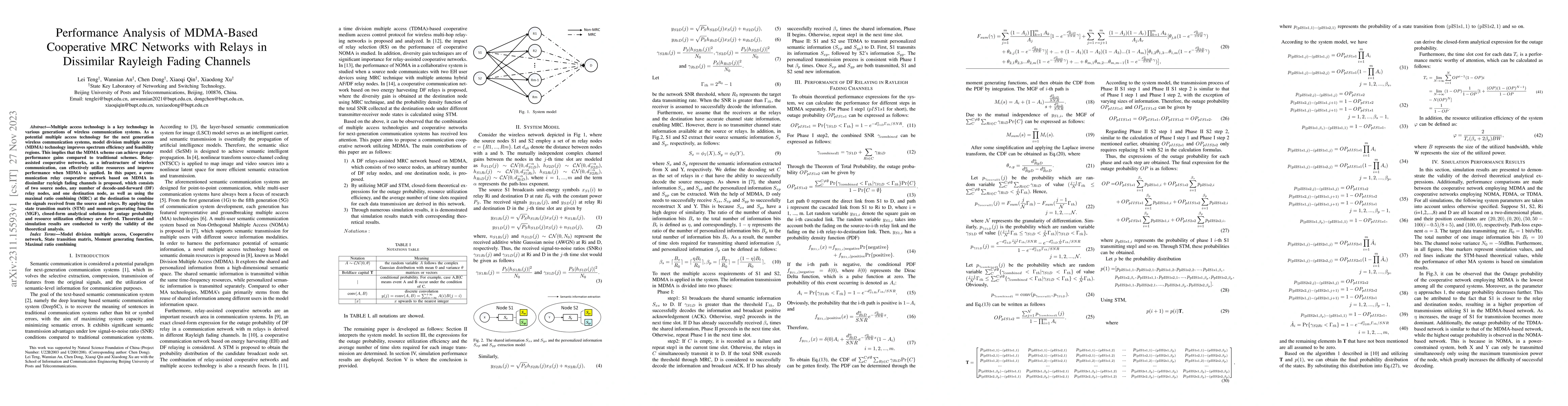 Thumbnail for Performance Analysis of MDMA-Based Cooperative MRC Networks with Relays
  in Dissimilar Rayleigh Fading Channels