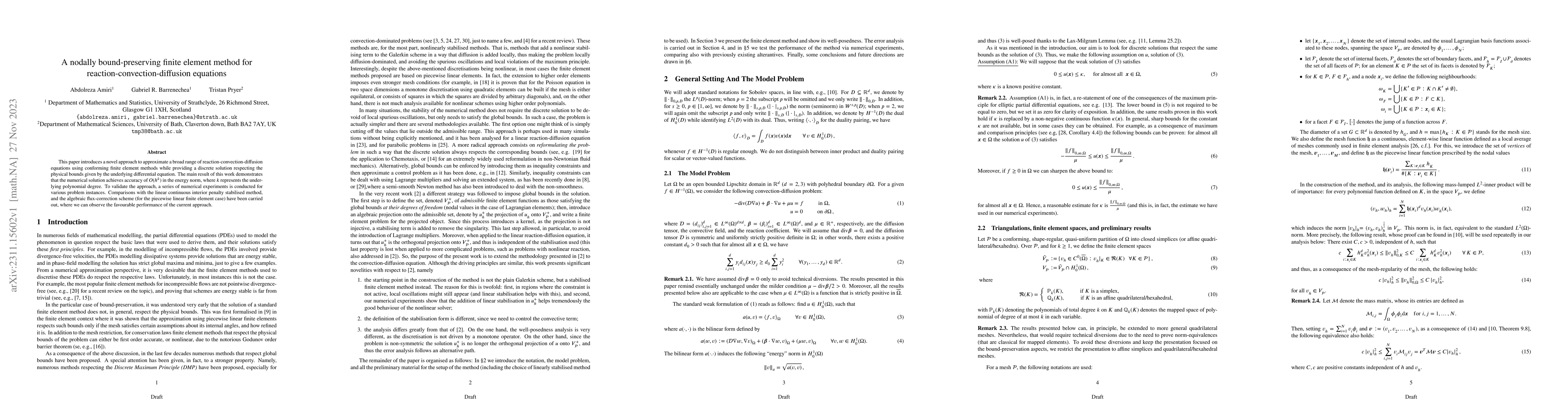 Thumbnail for A nodally bound-preserving finite element method for
  reaction-convection-diffusion equations