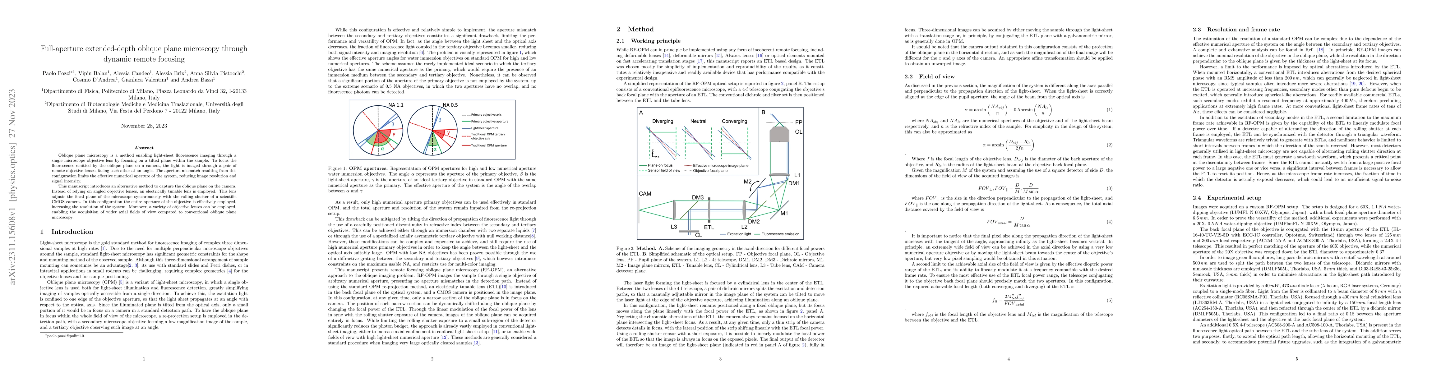 Thumbnail for Full-aperture extended-depth oblique plane microscopy through dynamic
  remote focusing