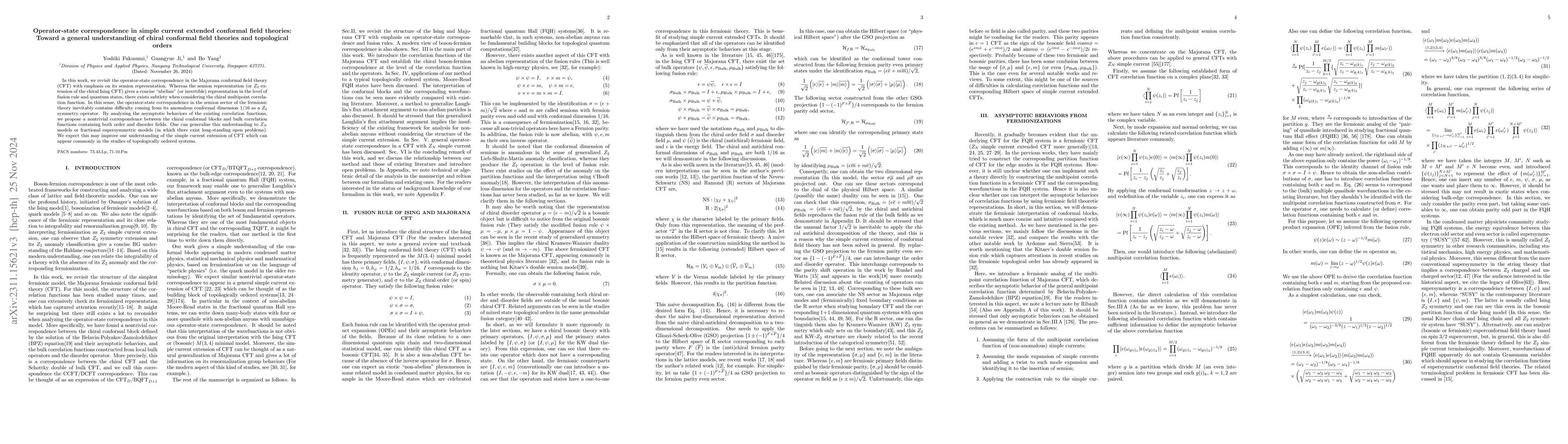 Thumbnail for Operator-state correspondence in simple current extended conformal field
  theories: Toward a general understanding of chiral conformal field theories
  and topological orders