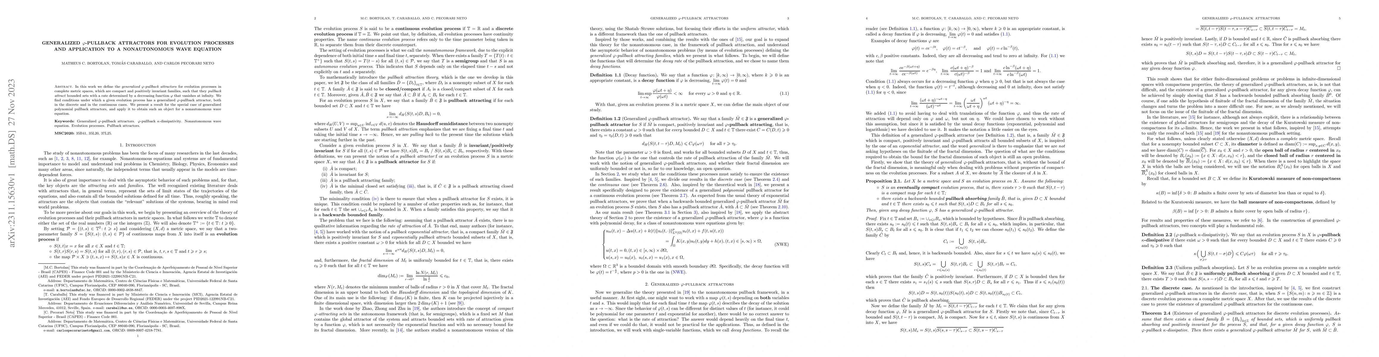 Thumbnail for Generalized $\varphi$-pullback attractors for evolution processes and
  application to a nonautonomous wave equation