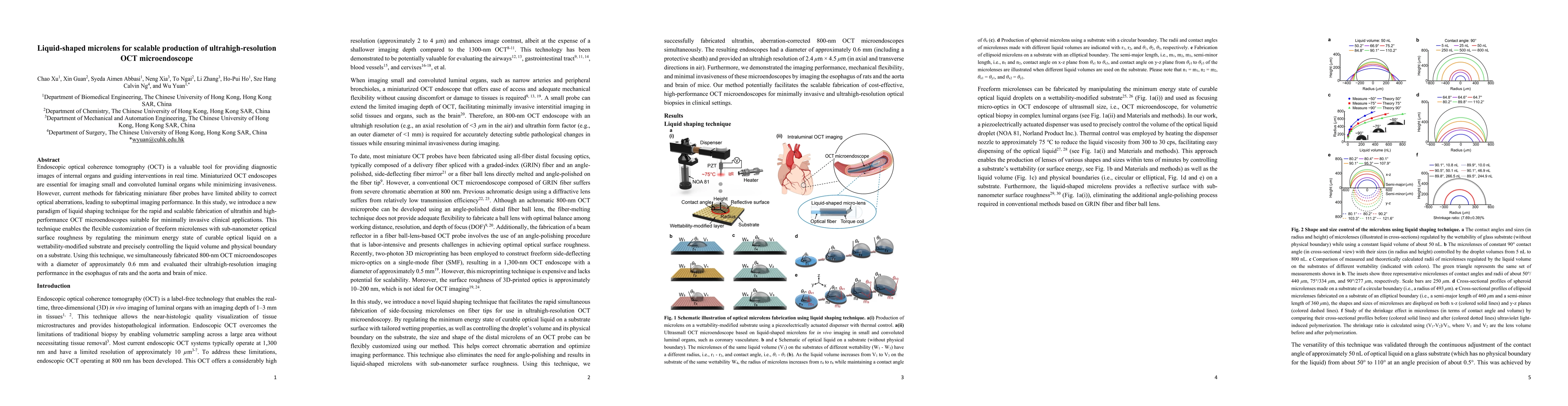 Thumbnail for Liquid-shaped microlens for scalable production of ultrahigh-resolution
  OCT microendoscope
