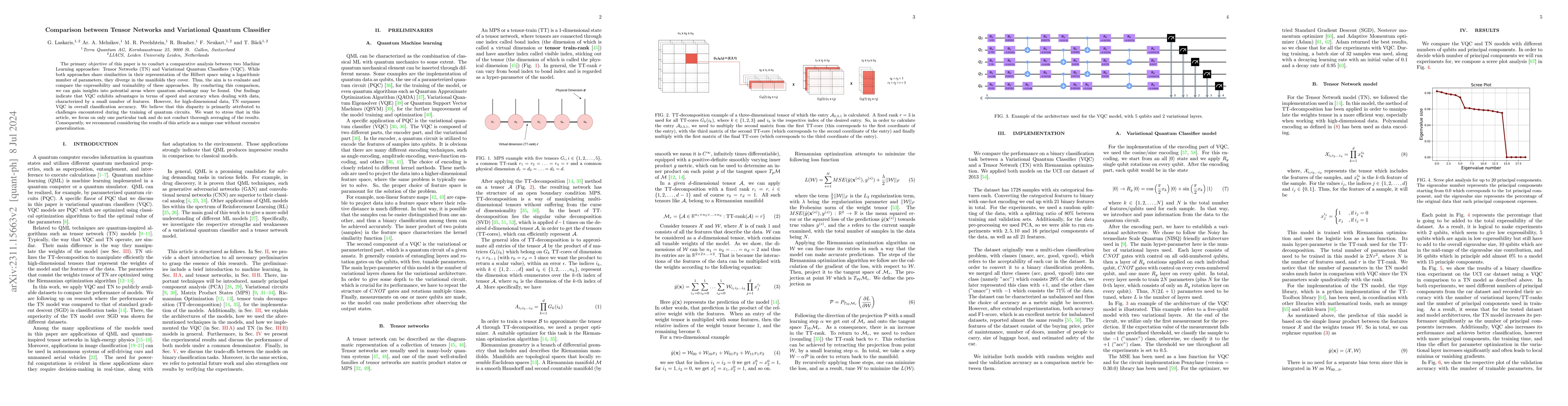 Thumbnail for Comparison between Tensor Networks and Variational Quantum Classifier