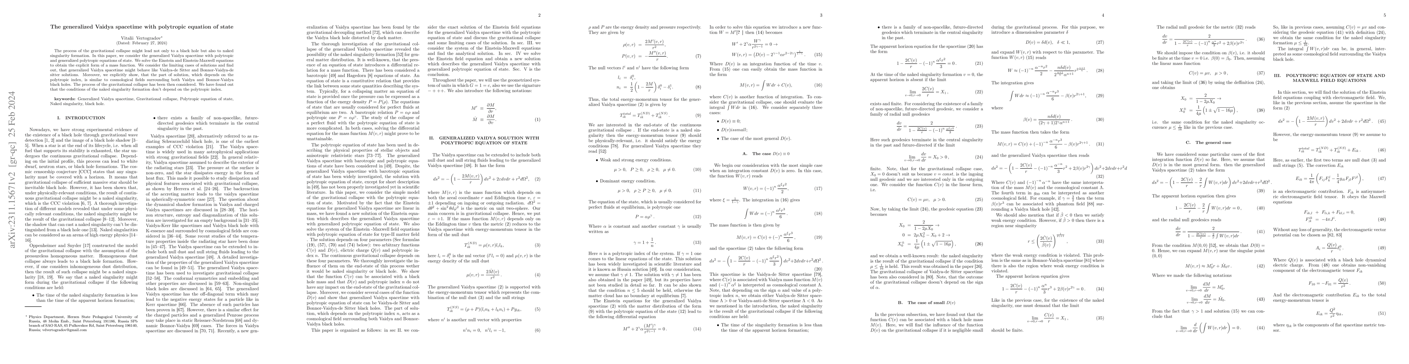 Thumbnail for The generalized Vaidya spacetime with polytropic equation of state