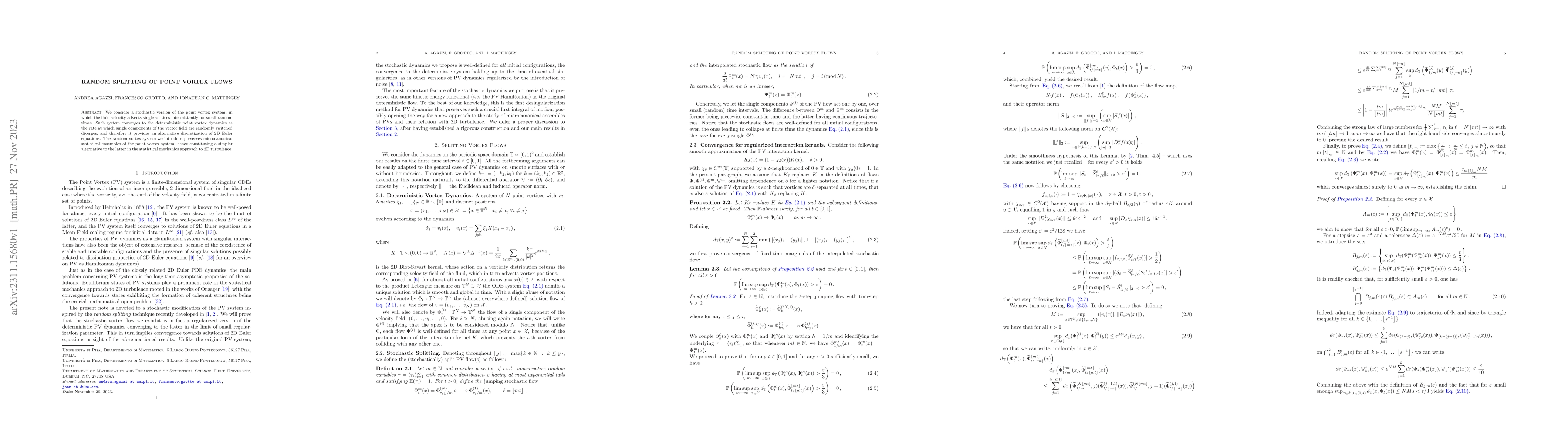 Thumbnail for Random Splitting of Point Vortex Flows